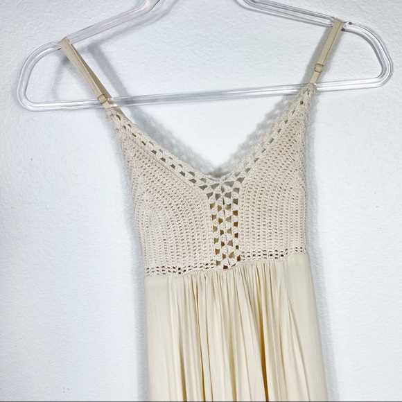 Lulus Hippie Hippie Chic Crochet Cream Boho Maxi Dress Small - Picture 4 of 7